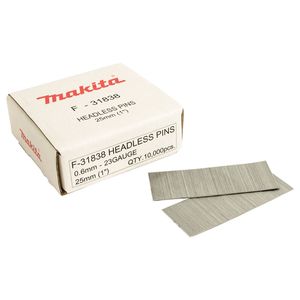 Makita 25mm F-31838 Headless Galvanised 23GA Pin Nail - 10000 Pack