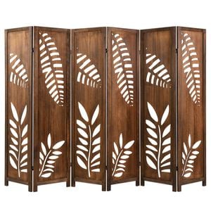 Costway 240x170cm 6-panel Room Divider Solid Wood Folding Screen Privacy Stand