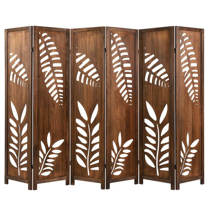 Costway 240x170cm 6-panel Room Divider Solid Wood Folding Screen Privacy Stand
