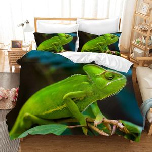 3D Green Chameleon Quilt Cover Set Bedding Set Pillowcases 116