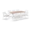 Kansas 2m Outdoor Teak & Aluminium Dining White With 8 Chairs Sunbrella Maxim Heather Beige Cushions