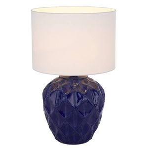 Telbix Diaz Modern Table Desk Lamp Light Fabric Ceramic Blue White Gloss