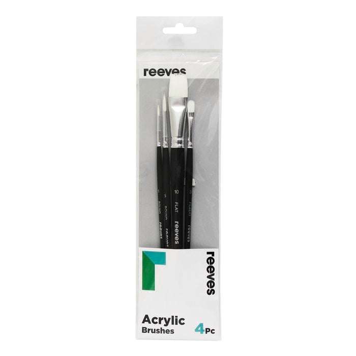 Reeves Short Handle Acrylic Brush Set - 4pk