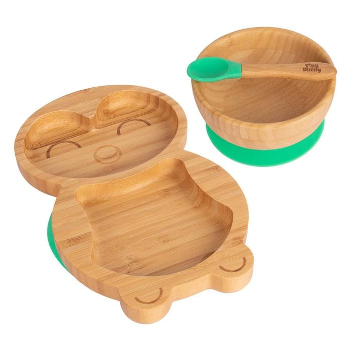 Tiny Dining 3pc Bamboo Penguin Baby Feeding Set with Suction Cup