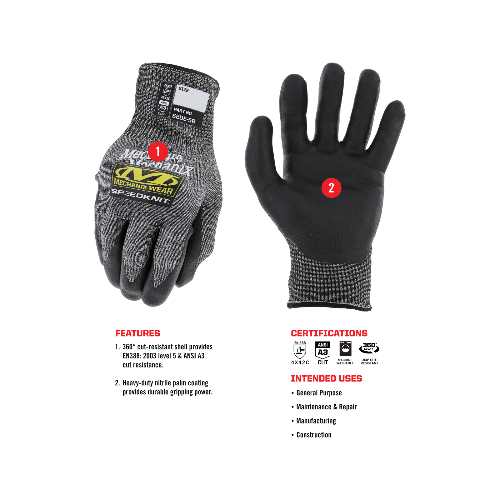 Mechanix Wear Small SpeedKnit CR5 Gloves Bunnings Australia