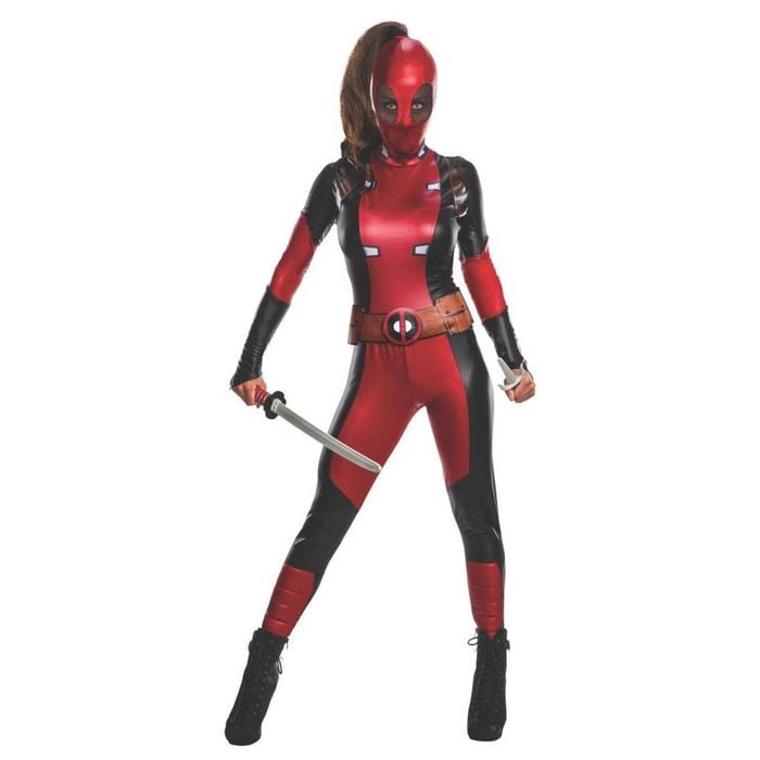 Deadpool Womens Halloween Costume Adult Official Marvel Outfit with Snood and Belt, Small