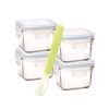 5 Piece Baby Food Container Set Square With Silicone Spoon 210ml 8.2x8.2x5.7cm Glasslock