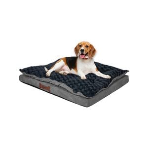 Dog Calming Bed Warm Soft Plush Memory Foam Mattress Dark Grey S