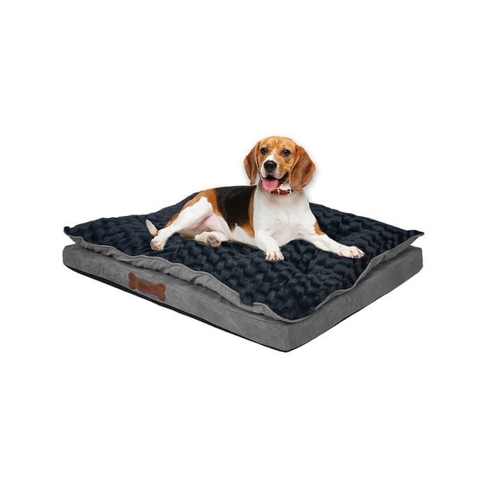 Dog Calming Bed Warm Soft Plush Memory Foam Mattress Dark Grey S