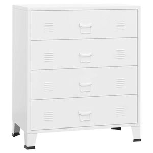 vidaXL Industrial Drawer Cabinet White Metal Storage Cupboard Home Sideboard
