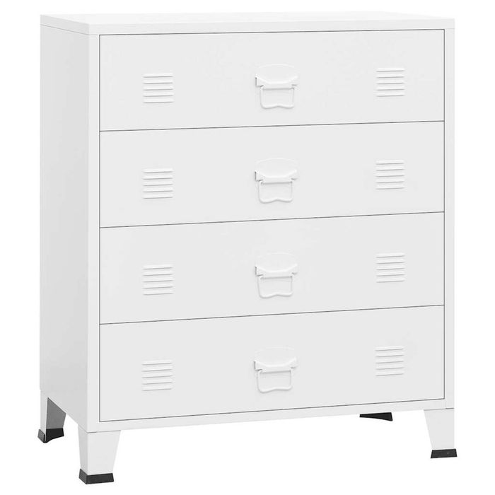 vidaXL Industrial Drawer Cabinet White Metal Storage Cupboard Home Sideboard