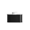 Attica 900mm Black Matte Bentwood Heritage Curved Vanity with Pure White Stone Top