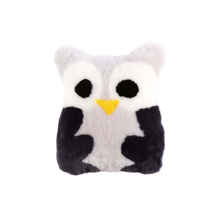 Huxford Grove Sheepskin Pet Owl Cushion Home Decorative Pillow 35x40cm Grey