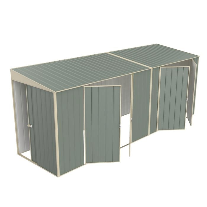 Build-a-Shed 1.5 x 5.2 x 2.0m Green Skillion Double Plus Double Hinged Side Doors Shed