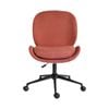 La Bella Earthy Red Office Desk Chair - Linen Fabric Armless Swivel Study Seat OVOID