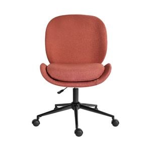 La Bella Earthy Red Office Desk Chair - Linen Fabric Armless Swivel Study Seat OVOID