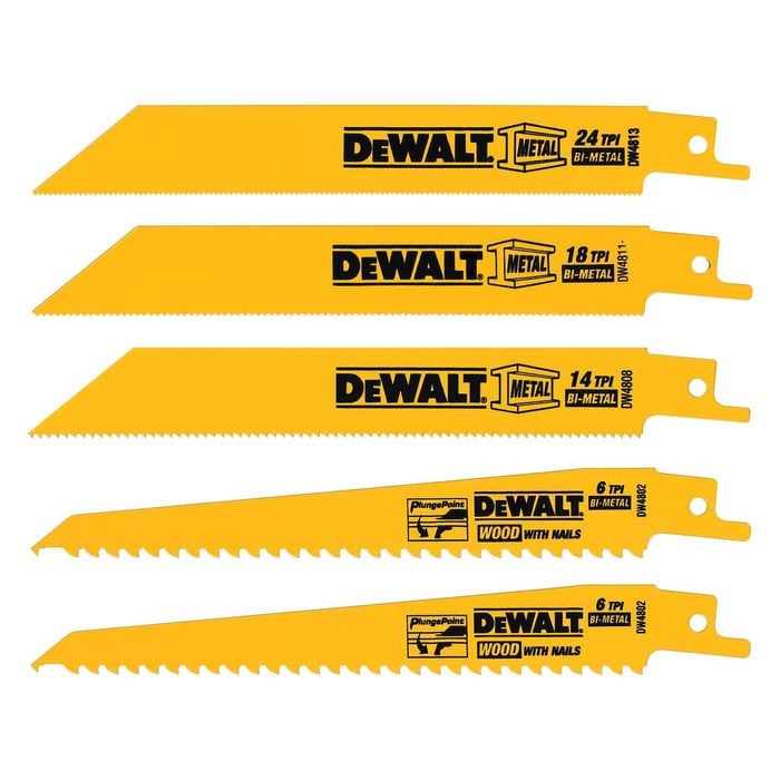 DeWALT 5 Piece Assorted Wood And Metal Reciprocating Blade Set