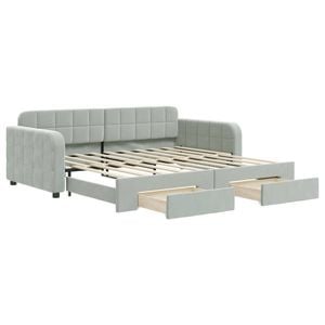 vidaXL Daybed with Trundle and Drawers Sofa Bed Single Size Light Grey Velvet
