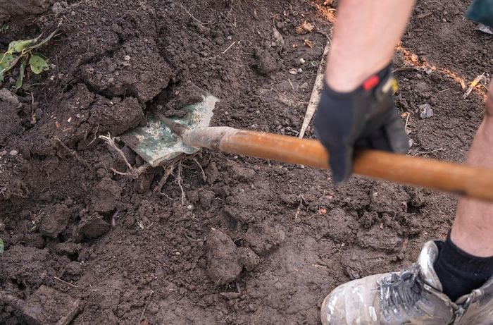 Scrape out the base of the slab.