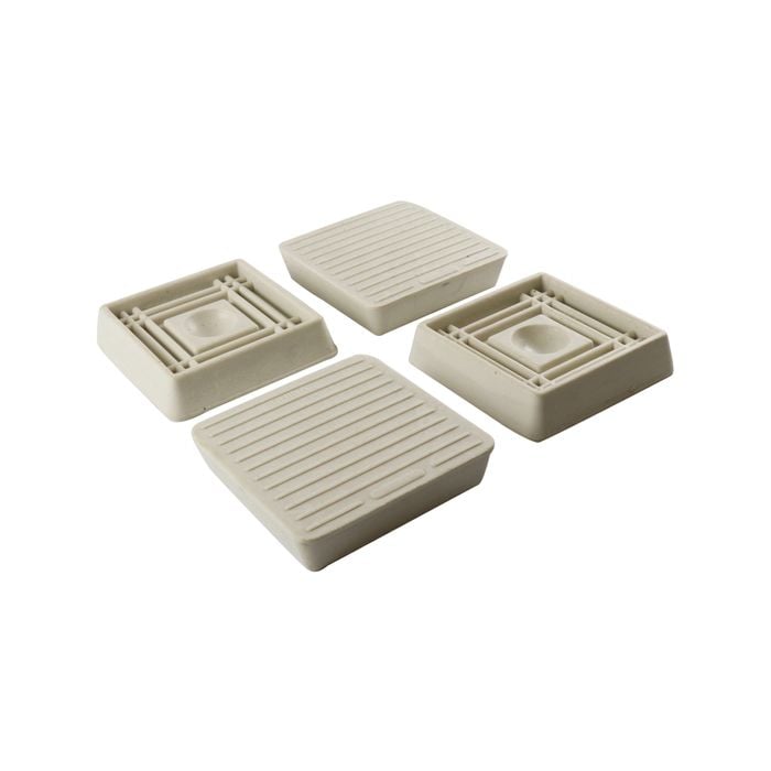 Surface Gard 40 x 40mm White Square Rubber Base Castor Cup - 4 Pack