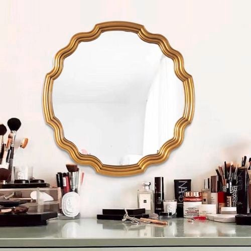 Best World 80cmx80cm Gold Wavy Sunburst Vintage Mirror