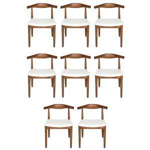 SK Designer Living | Pack of 8 | Replica Hans Wegner Elbow Chair CH20 - Walnut & White