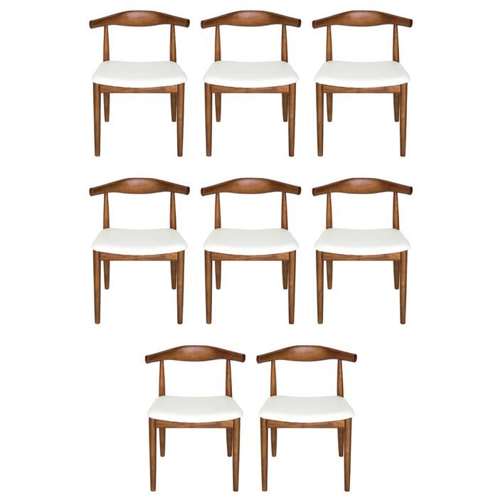 SK Designer Living | Pack of 8 | Replica Hans Wegner Elbow Chair CH20 - Walnut & White