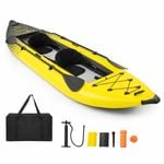 Costway 2-person Inflatable Kayak Set w/Aluminium Oars Padded Boat Yellow