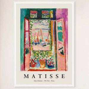 Galrie Henri Matisse Open Window Art Print - Elegant Home Decor, White Frame, A0 84 x 119cm (33 x 47inch)