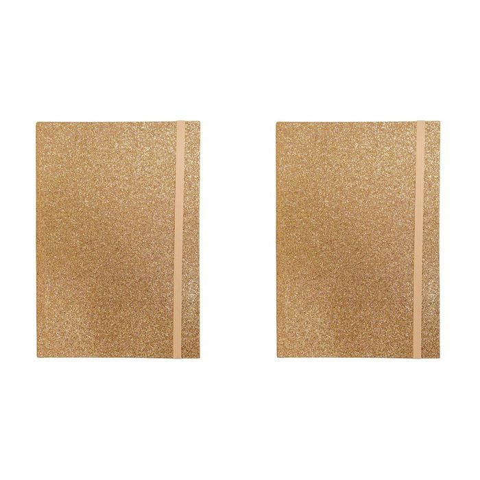 2x Lvd 21cm Notebook A5 Journal Writing Stationery 80 Pages Glitter Champagne