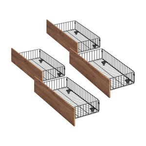 Oikiture 4x Bed Frame Storage Drawers with Wheels Metal Black