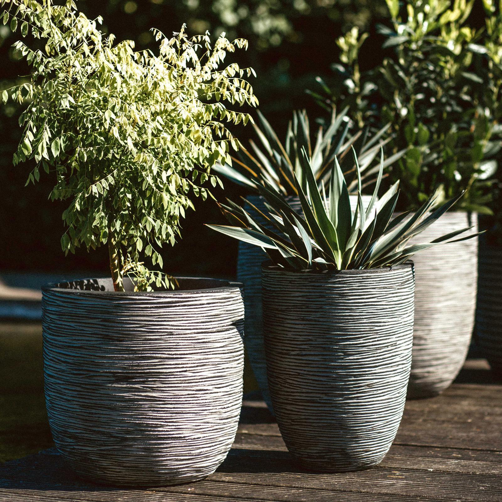 Capi 43 x 41cm Anthracite Rib Outdoor Plant Pot