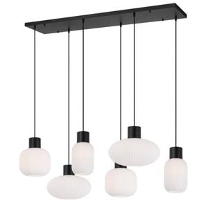 Telbix Nori Modern Pendant Hanging Lamp Light Glass Metal Opal Matt Black