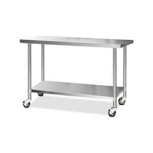 Cefito 1524x610mm Commercial Stainless Steel Kitchen Bench w/ Wheels