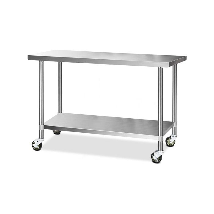 Cefito 1524x610mm Commercial Stainless Steel Kitchen Bench w/ Wheels