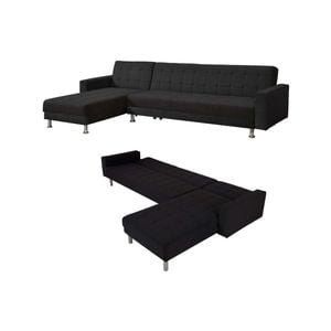 Foret Black 5 Seater Sofa Bed Modular Corner Lounge Couch