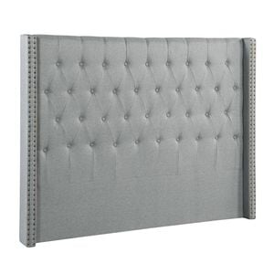 Foret Bed Head Queen Size Headboard Bedhead Frame Base Stud Tufted Fabric Grey