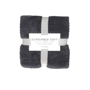Bloomington Soft Diamond Fleece Throw Rug 127 x 152 cm Charcoal