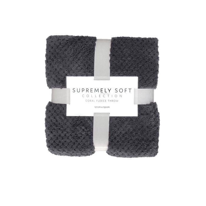 Bloomington Soft Diamond Fleece Throw Rug 127 x 152 cm Charcoal