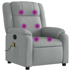 vidaXL Massage Recliner Chair Reclining Armchair Single Sofa Light Grey Fabric