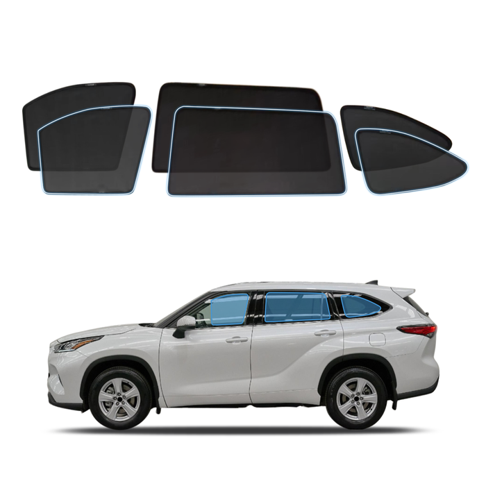 AUSGO Magnetic Window Sun Shade for Toyota Kluger 2021-Onwards 6-Piece Set Car Shades