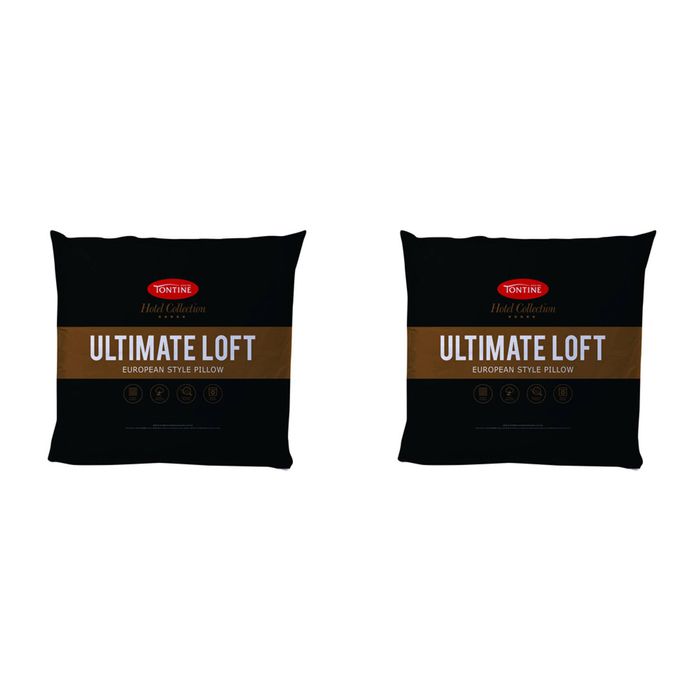 2x Tontine Hotel Collection Ultimate Loft European Comfort Sleep Pillow White
