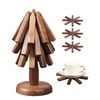 Catzon 3 Pcs Tree Hot Plate Mat Set Walnut Wood