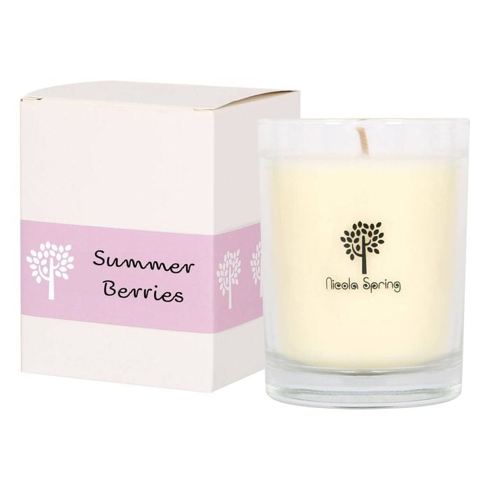 Nicola Spring 160g Soy Wax Scented Candle - Summer Berries - 28 Hour Burn Time Relaxation Aromatherapy Gift Ready Jar Candle