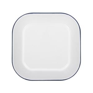 Argon Tableware Enamel Baking Tray - Blue Rim - Lightweight Metal Square Enamel Oven Tray Kitchen Bakeware Flat Cooking Pan