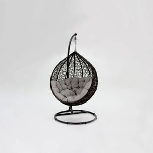 Kakadu Pod Chair - Black Frame with Grey Cushion L103 x W110 x H200