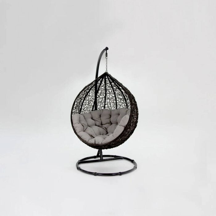 Kakadu Pod Chair - Black Frame with Grey Cushion L103 x W110 x H200