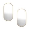 Oikiture Wall Mirrors Oval Mirror Gold 84x50cm Set of 2 Home Decor