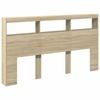 vidaXL Headboard Cabinet with LED Bed Cabinet Header Backboard Sonoma Oak 180 cm King