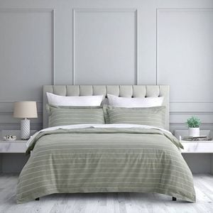 Jason Commercial Queen Studio Stripe Quilt Cover Set 210x210cm - Sage